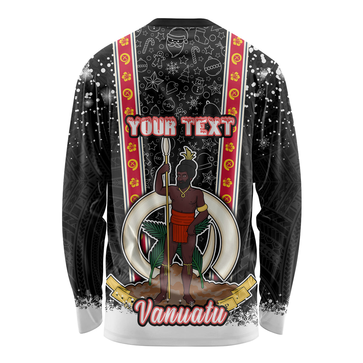 Personalised Vanuatu Christmas Long Sleeve Shirt Polynesian Tribal Snow Style LT03 - Polynesian Pride