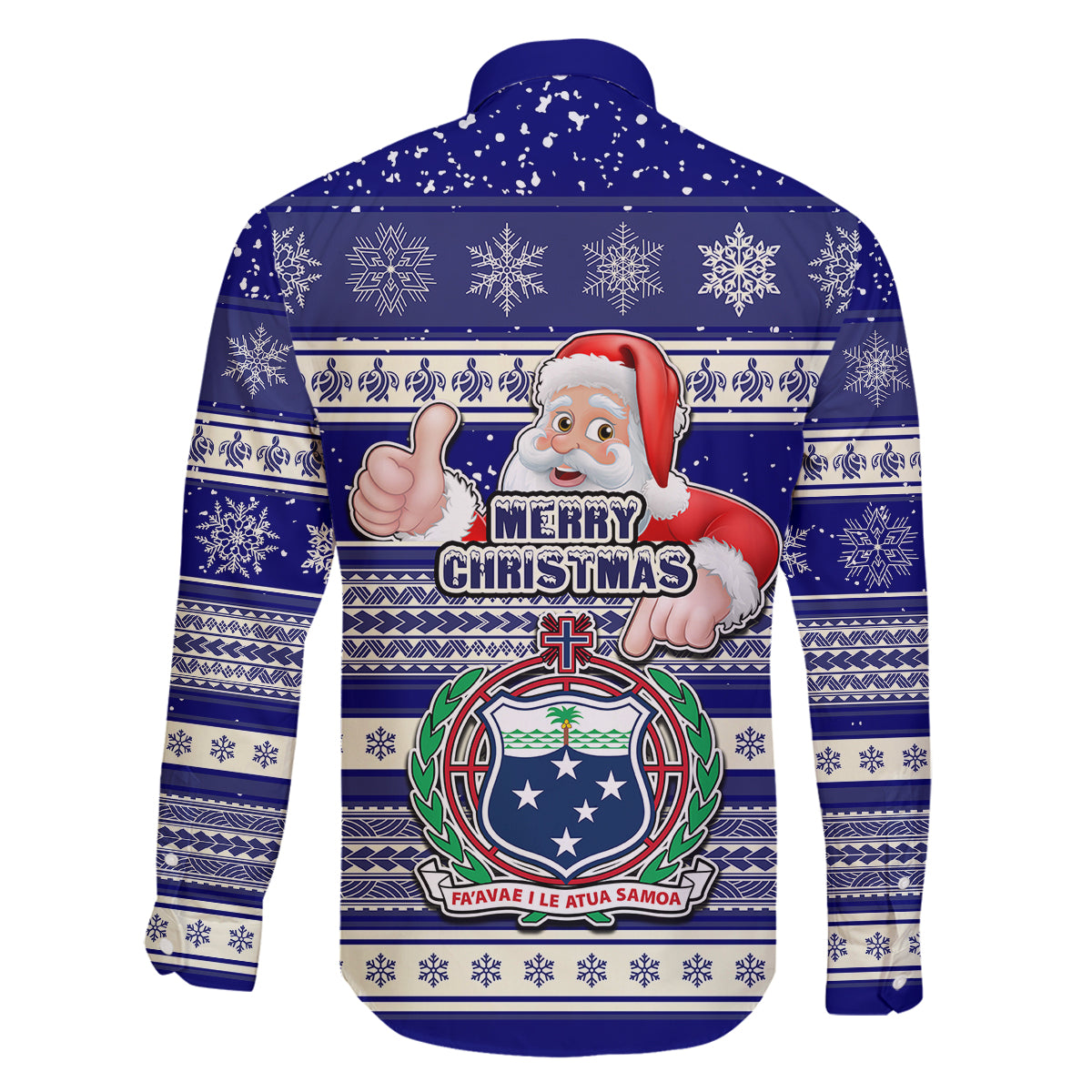 Samoa Christmas Family Matching Mermaid Dress and Hawaiian Shirt The Santa Coat of Arms with Samoa Bracelet Pattern LT03 - Polynesian Pride