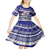 Samoa Christmas Kid Short Sleeve Dress The Santa Coat of Arms with Samoa Bracelet Pattern LT03 - Polynesian Pride