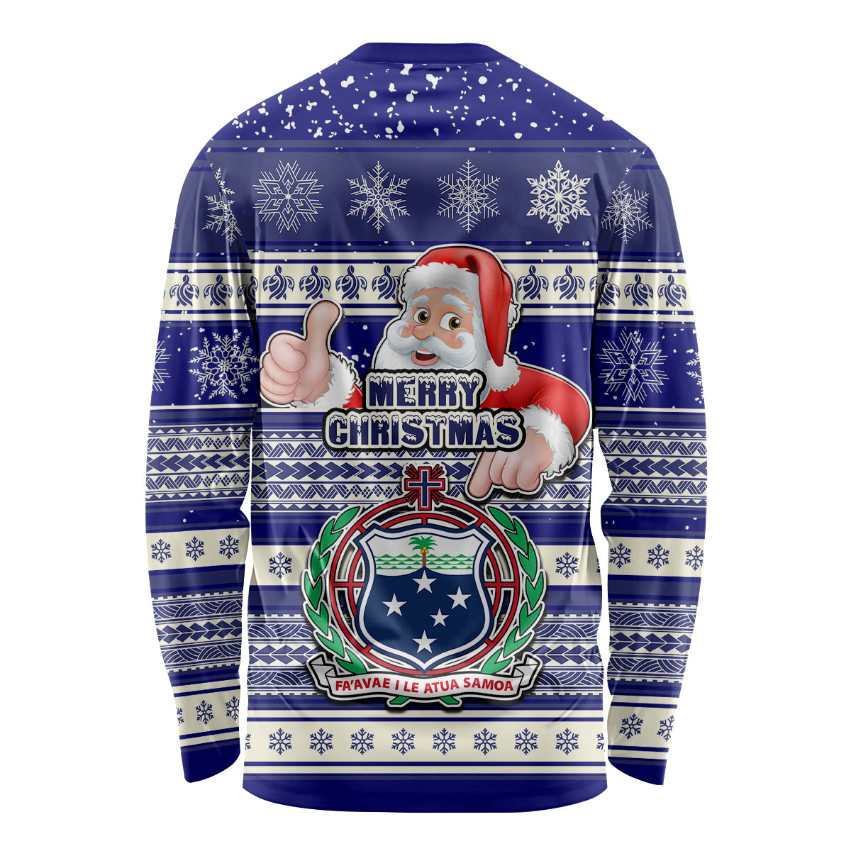Samoa Christmas Long Sleeve Shirt The Santa Coat of Arms with Samoa Bracelet Pattern LT03 - Polynesian Pride