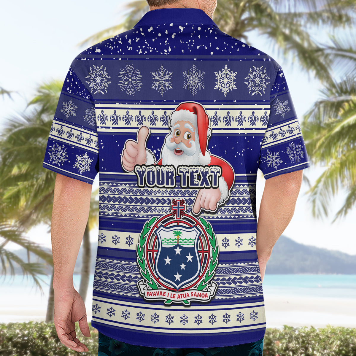 Custom Samoa Christmas Hawaiian Shirt The Santa Coat of Arms with Samoa Bracelet Pattern LT03 - Polynesian Pride