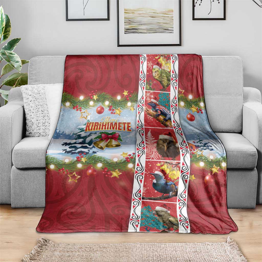 New Zealand Merry Christmas Blanket Maori Animals, Koru Tattoo - Red Xmas Style