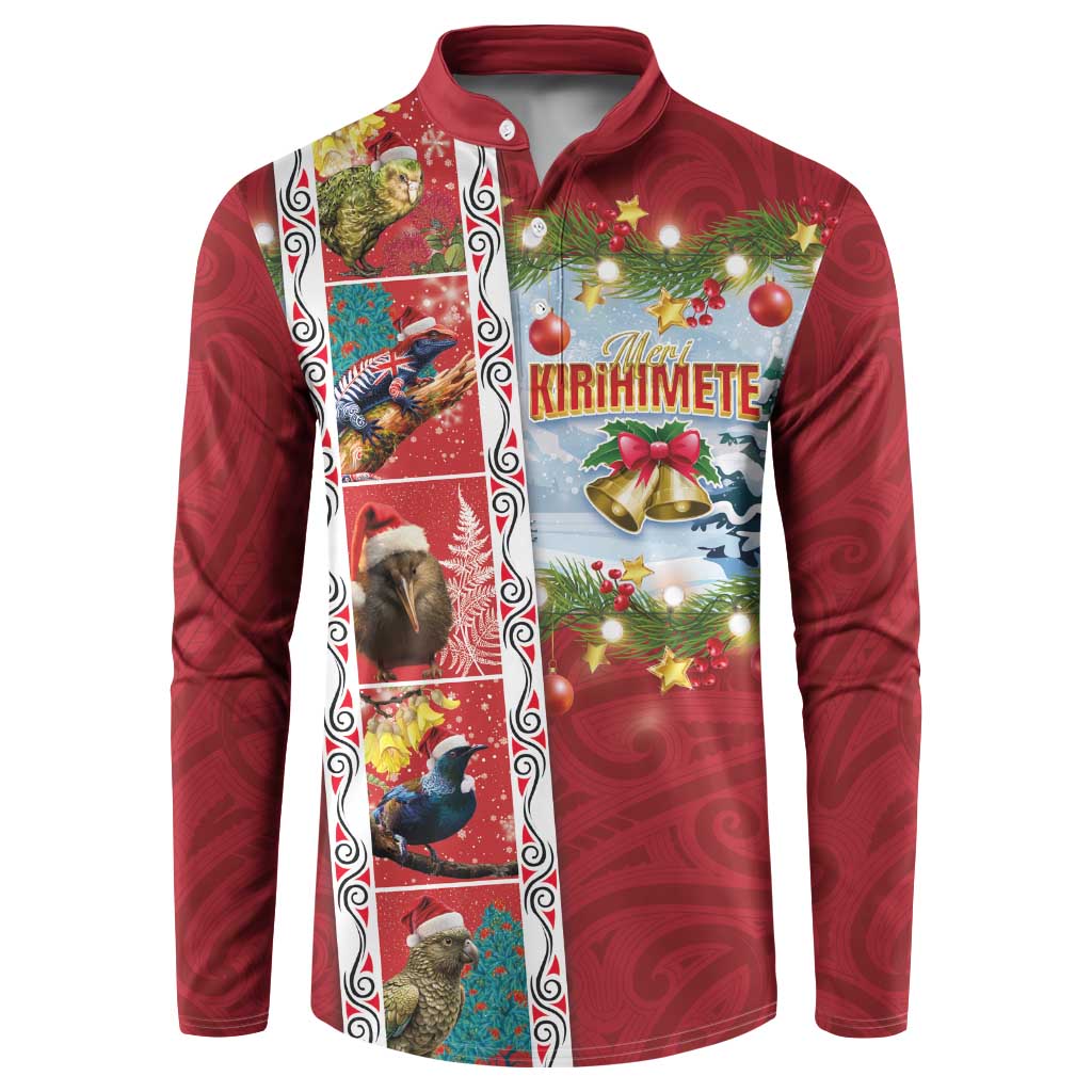 New Zealand Merry Christmas Button Sweatshirt Maori Animals, Koru Tattoo - Red Xmas Style LT03 Red - Polynesian Pride