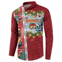 New Zealand Merry Christmas Button Sweatshirt Maori Animals, Koru Tattoo - Red Xmas Style LT03 - Polynesian Pride