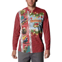 New Zealand Merry Christmas Button Sweatshirt Maori Animals, Koru Tattoo - Red Xmas Style LT03 - Polynesian Pride