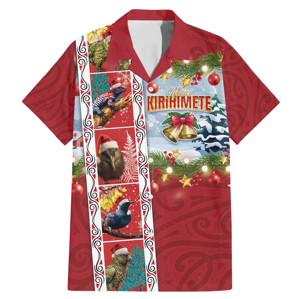 New Zealand Merry Christmas Family Matching Mermaid Dress and Hawaiian Shirt Maori Animals, Koru Tattoo - Red Xmas Style
