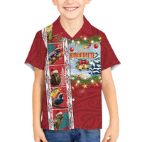 New Zealand Merry Christmas Family Matching Summer Maxi Dress and Hawaiian Shirt Maori Animals, Koru Tattoo - Red Xmas Style