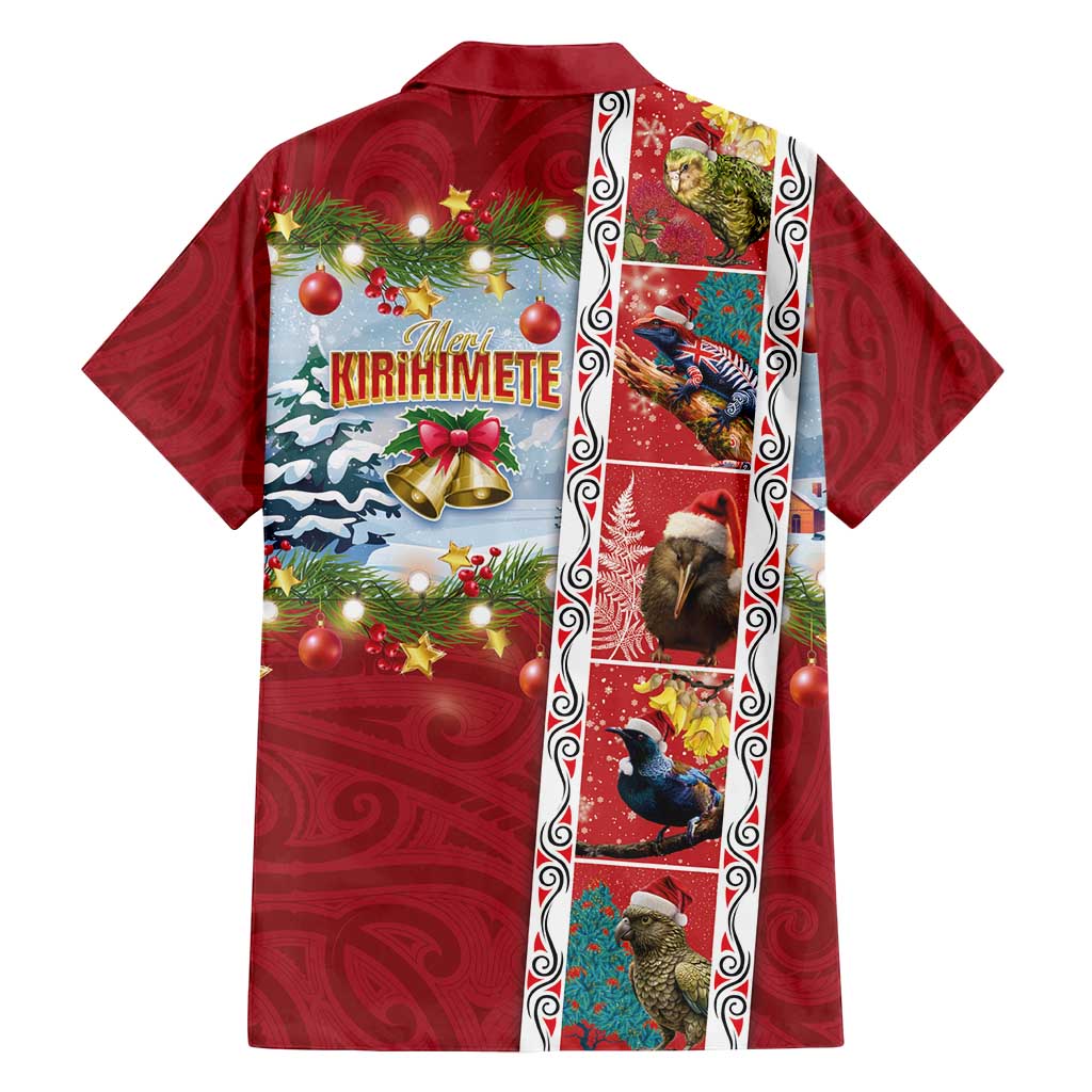New Zealand Merry Christmas Family Matching Tank Maxi Dress and Hawaiian Shirt Maori Animals, Koru Tattoo - Red Xmas Style