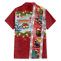 New Zealand Merry Christmas Family Matching Tank Maxi Dress and Hawaiian Shirt Maori Animals, Koru Tattoo - Red Xmas Style