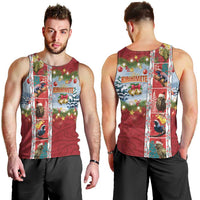 New Zealand Merry Christmas Men Tank Top Maori Animals, Koru Tattoo - Red Xmas Style