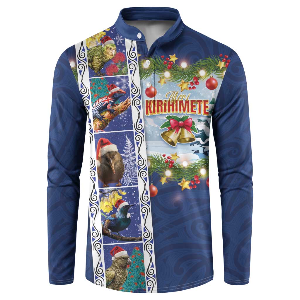 New Zealand Merry Christmas Button Sweatshirt Maori Animals, Koru Tattoo - Blue Xmas Style LT03 Blue - Polynesian Pride