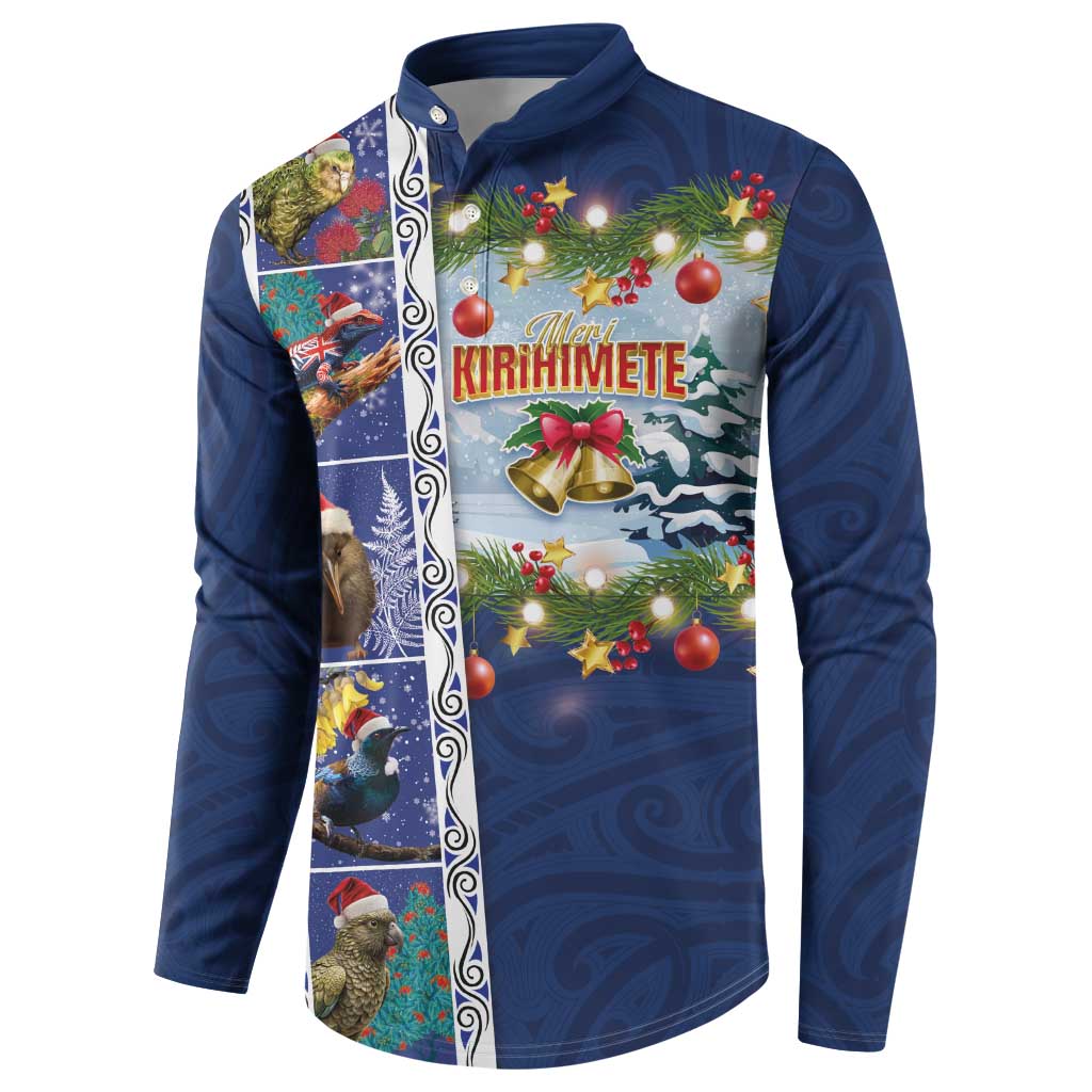 New Zealand Merry Christmas Button Sweatshirt Maori Animals, Koru Tattoo - Blue Xmas Style LT03 - Polynesian Pride