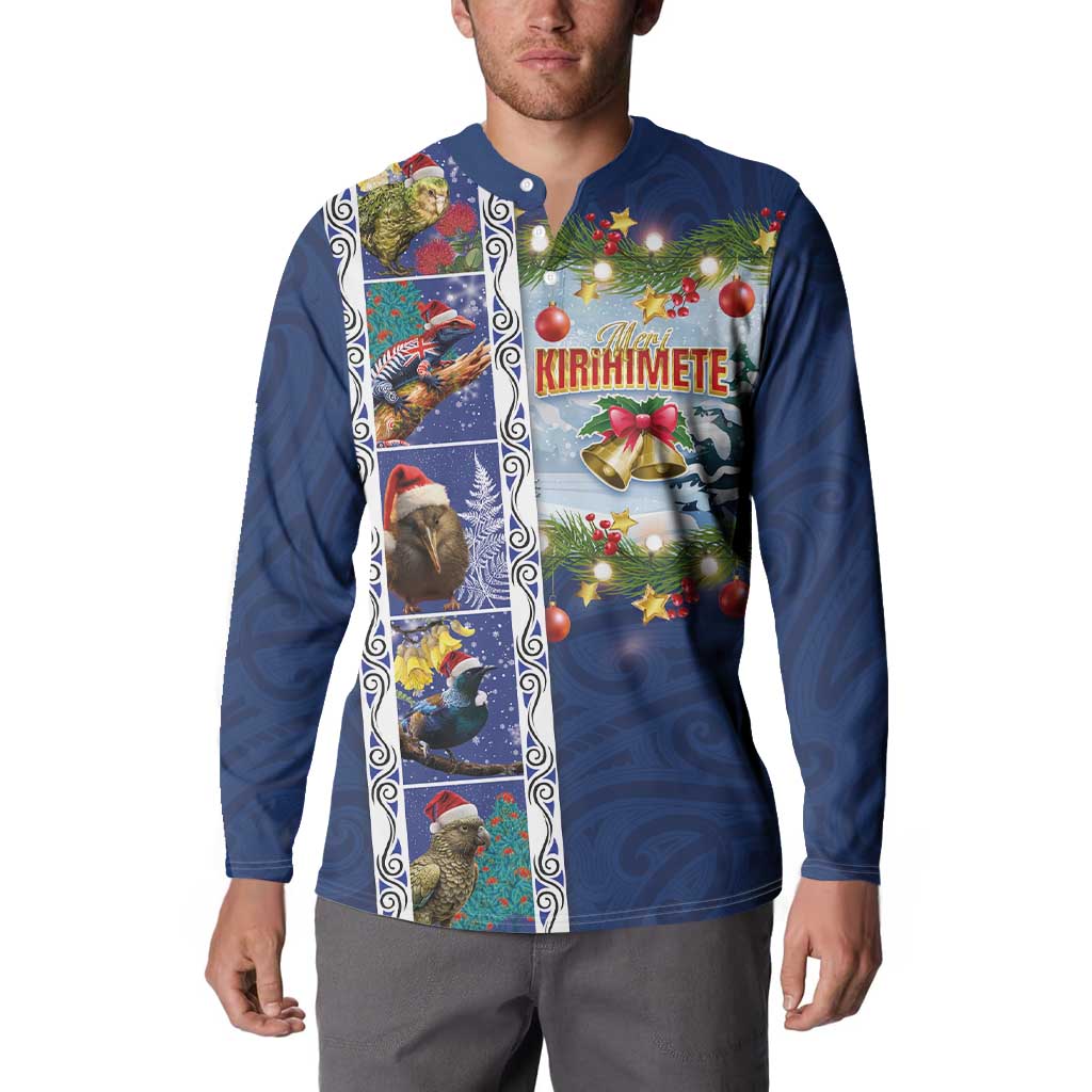 New Zealand Merry Christmas Button Sweatshirt Maori Animals, Koru Tattoo - Blue Xmas Style LT03 - Polynesian Pride
