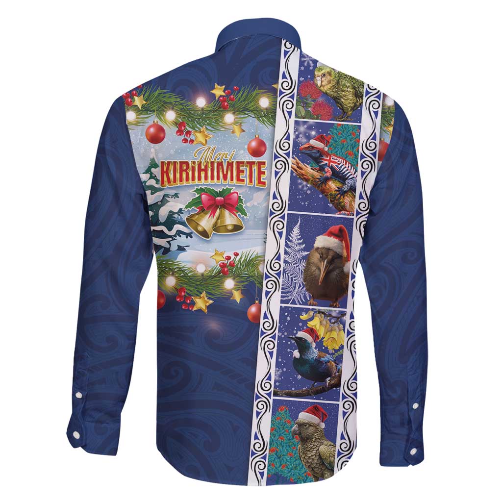 New Zealand Merry Christmas Family Matching Mermaid Dress and Hawaiian Shirt Maori Animals, Koru Tattoo - Blue Xmas Style