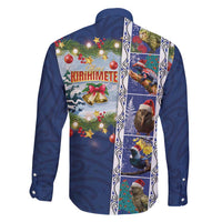 New Zealand Merry Christmas Family Matching Puletasi and Hawaiian Shirt Maori Animals, Koru Tattoo - Blue Xmas Style