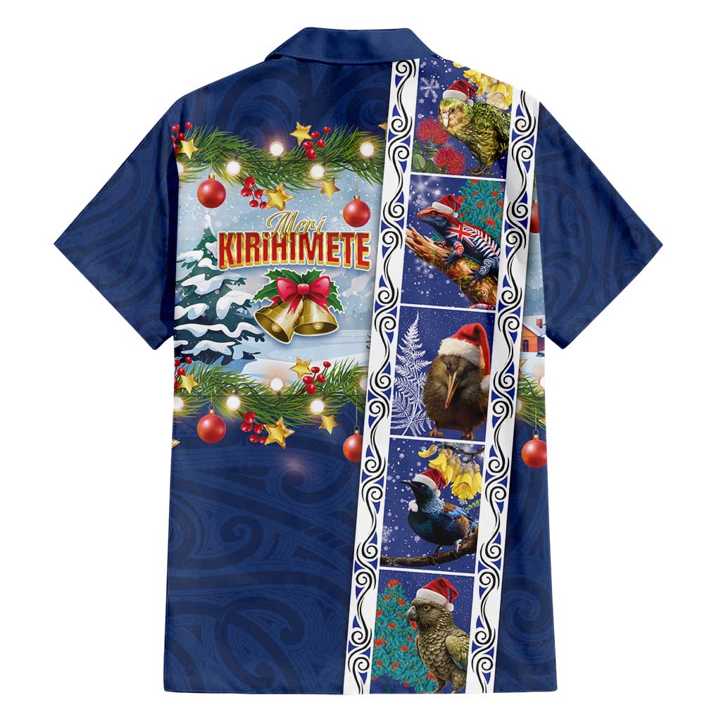 New Zealand Merry Christmas Family Matching Summer Maxi Dress and Hawaiian Shirt Maori Animals, Koru Tattoo - Blue Xmas Style LT03 - Polynesian Pride