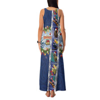 New Zealand Merry Christmas Family Matching Tank Maxi Dress and Hawaiian Shirt Maori Animals, Koru Tattoo - Blue Xmas Style