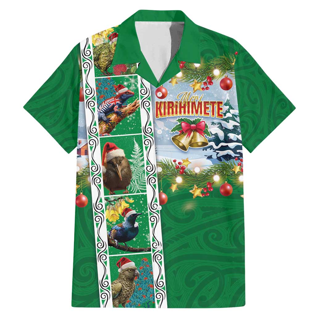 New Zealand Merry Christmas Family Matching Mermaid Dress and Hawaiian Shirt Maori Animals, Koru Tattoo - Green Xmas Style