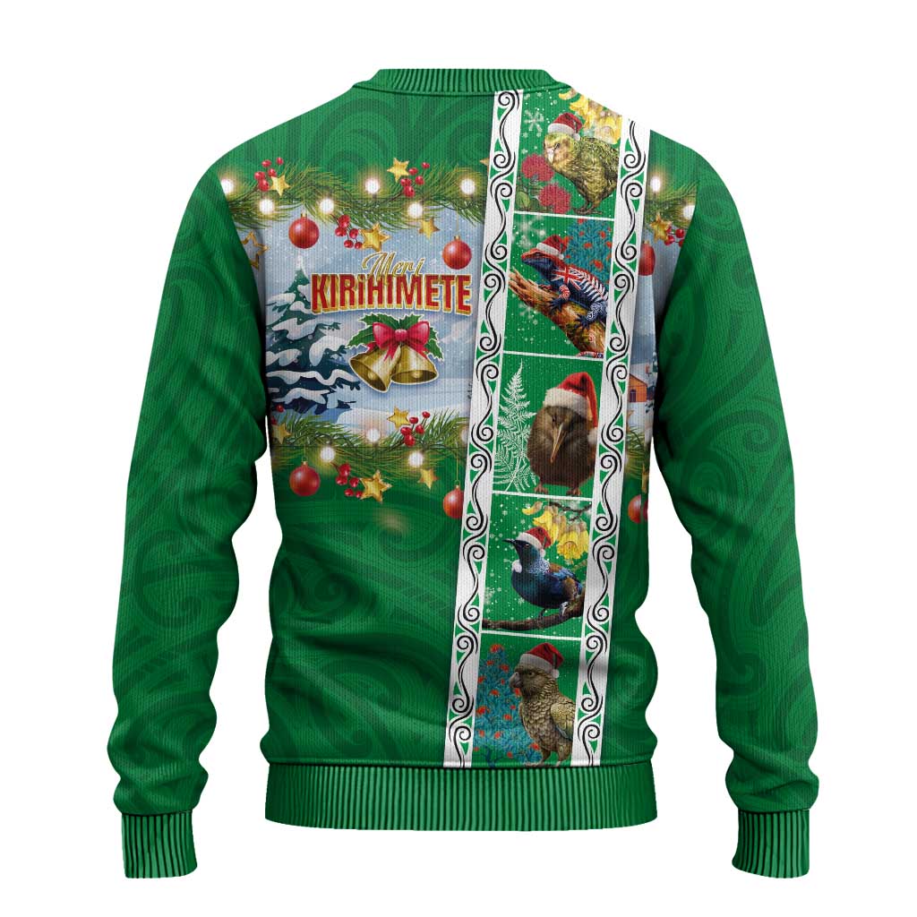 New Zealand Merry Christmas Ugly Christmas Sweater Maori Animals, Koru Tattoo - Green Xmas Style