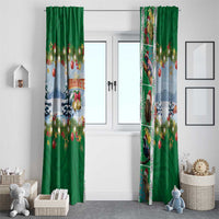 New Zealand Merry Christmas Window Curtain Maori Animals, Koru Tattoo - Green Xmas Style