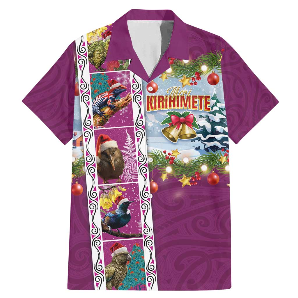 New Zealand Merry Christmas Family Matching Mermaid Dress and Hawaiian Shirt Maori Animals, Koru Tattoo - Pink Xmas Style