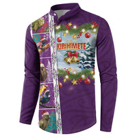 New Zealand Merry Christmas Button Sweatshirt Maori Animals, Koru Tattoo - Purple Xmas Style LT03 - Polynesian Pride