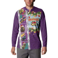New Zealand Merry Christmas Button Sweatshirt Maori Animals, Koru Tattoo - Purple Xmas Style LT03 - Polynesian Pride