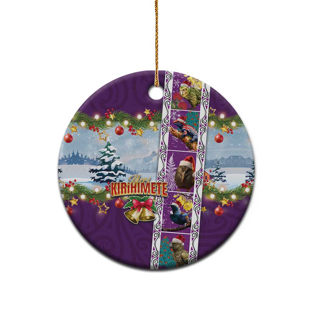 New Zealand Merry Christmas Ceramic Ornament Maori Animals, Koru Tattoo - Purple Xmas Style