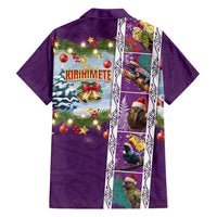 New Zealand Merry Christmas Family Matching Tank Maxi Dress and Hawaiian Shirt Maori Animals, Koru Tattoo - Purple Xmas Style
