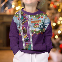 New Zealand Merry Christmas Kid Ugly Christmas Sweater Maori Animals, Koru Tattoo - Purple Xmas Style