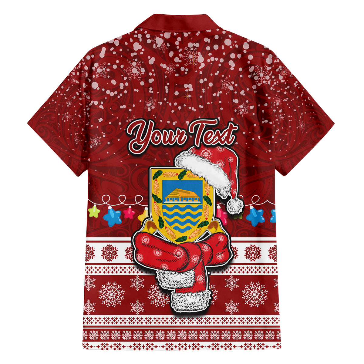 Personalised Tuvalu Christmas Family Matching Off Shoulder Short Dress and Hawaiian Shirt Snowman and Tuvalu Coat of Arms Maori Tribal Xmas Style LT03 - Polynesian Pride