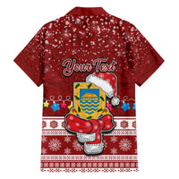 Personalised Tuvalu Christmas Hawaiian Shirt Snowman and Tuvalu Coat of Arms Maori Tribal Xmas Style LT03 - Polynesian Pride