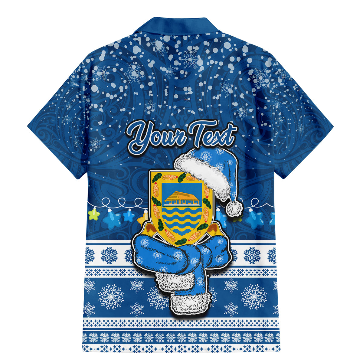 Personalised Tuvalu Christmas Family Matching Mermaid Dress and Hawaiian Shirt Snowman Hugs Tuvalu Coat of Arms Maori Pattern Blue Style LT03 - Polynesian Pride