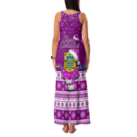 Tuvalu Christmas Family Matching Tank Maxi Dress and Hawaiian Shirt Snowman Hugs Tuvalu Coat of Arms Maori Pattern Pink Style LT03 - Polynesian Pride