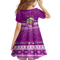 Personalised Tuvalu Christmas Family Matching Off Shoulder Long Sleeve Dress and Hawaiian Shirt Snowman Hugs Tuvalu Coat of Arms Maori Pattern Pink Style LT03 - Polynesian Pride