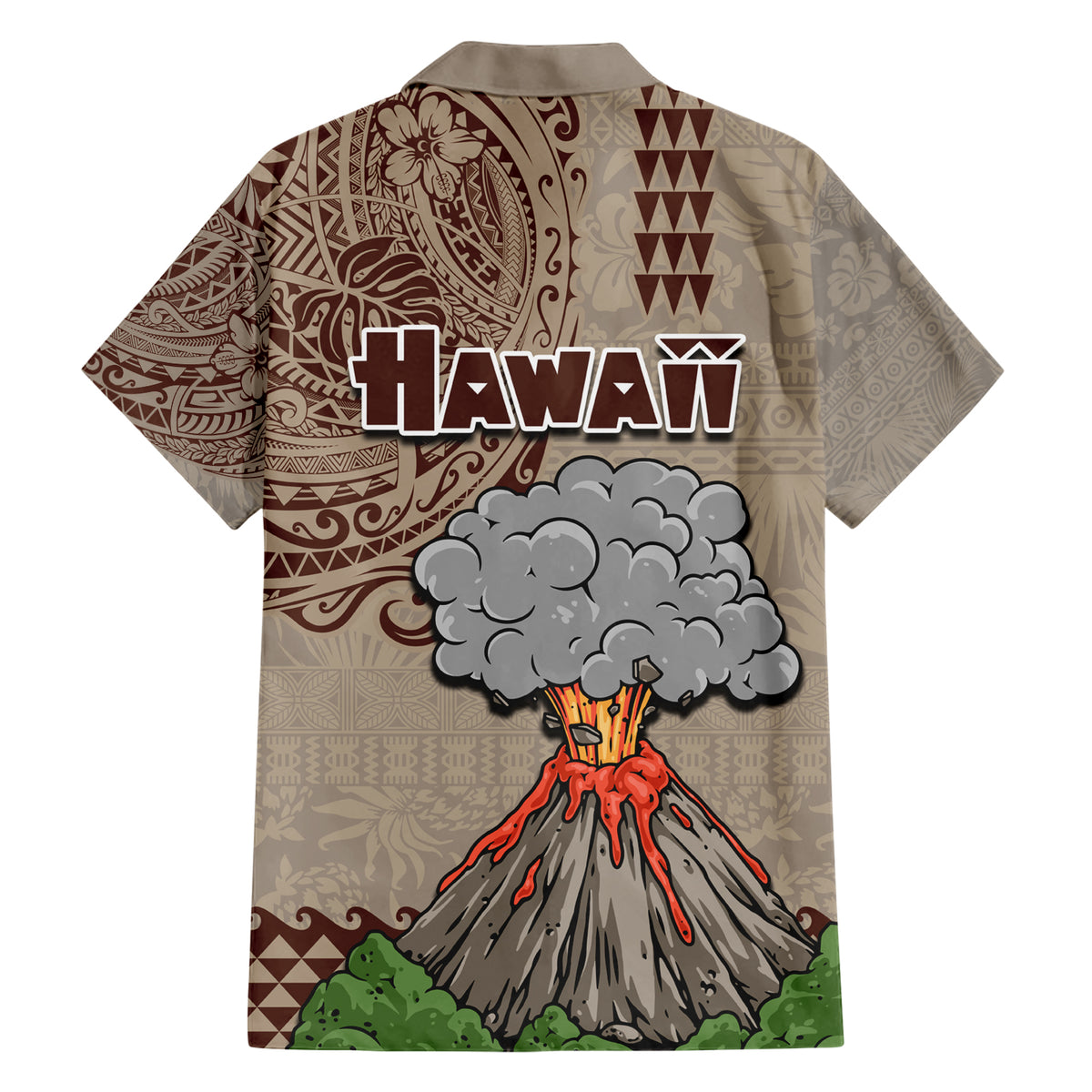 Hawaii Family Matching Short Sleeve Bodycon Dress and Hawaiian Shirt Aloha Volcano Mix Kakau Hawaiian Tribal LT03 - Polynesian Pride
