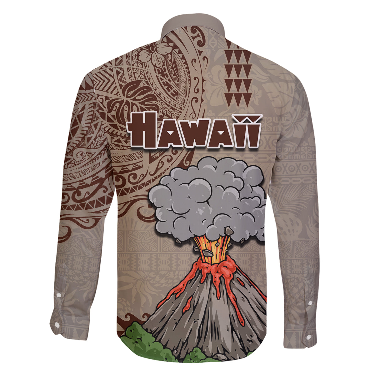 Hawaii Family Matching Summer Maxi Dress and Hawaiian Shirt Aloha Volcano Mix Kakau Hawaiian Tribal LT03 - Polynesian Pride