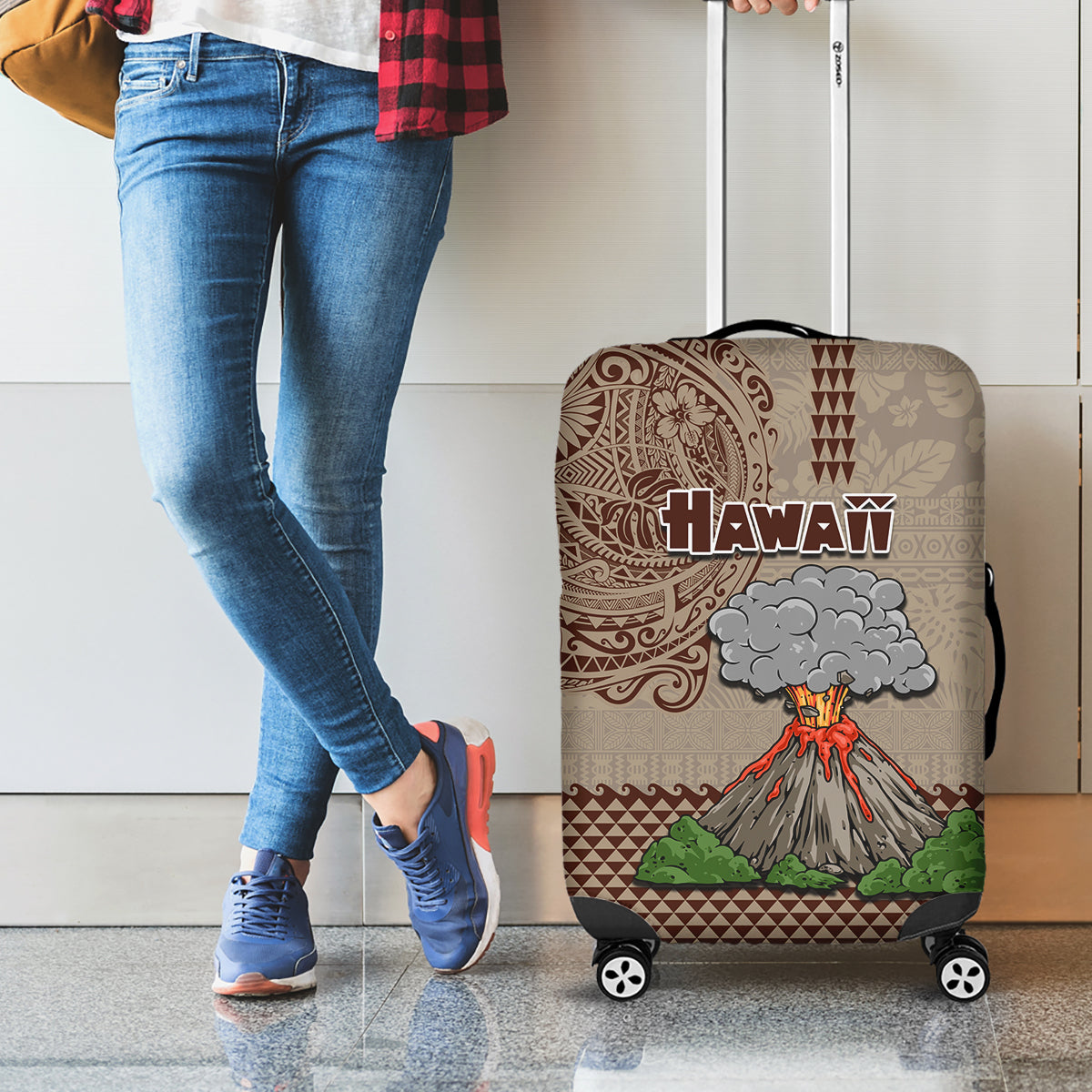 Hawaii Luggage Cover Aloha Volcano Mix Kakau Hawaiian Tribal LT03 - Polynesian Pride
