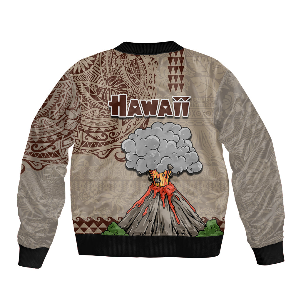 Hawaii Sleeve Zip Bomber Jacket Aloha Volcano Mix Kakau Hawaiian Tribal LT03 - Polynesian Pride