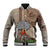 Aloha Volcano Custom Baseball Jacket Mix Hawaiian Kakau Tribal LT03 Unisex Beige - Polynesian Pride
