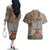 Aloha Volcano Custom Couples Matching Off The Shoulder Long Sleeve Dress and Hawaiian Shirt Mix Hawaiian Kakau Tribal LT03 - Polynesian Pride