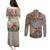 Aloha Volcano Custom Couples Matching Puletasi Dress and Long Sleeve Button Shirt Mix Hawaiian Kakau Tribal LT03 - Polynesian Pride