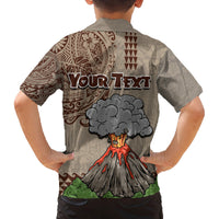 Aloha Volcano Custom Family Matching Long Sleeve Bodycon Dress and Hawaiian Shirt Mix Hawaiian Kakau Tribal LT03 - Polynesian Pride