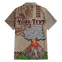 Aloha Volcano Custom Family Matching Long Sleeve Bodycon Dress and Hawaiian Shirt Mix Hawaiian Kakau Tribal LT03 - Polynesian Pride