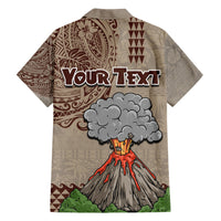 Aloha Volcano Custom Family Matching Short Sleeve Bodycon Dress and Hawaiian Shirt Mix Hawaiian Kakau Tribal LT03 - Polynesian Pride