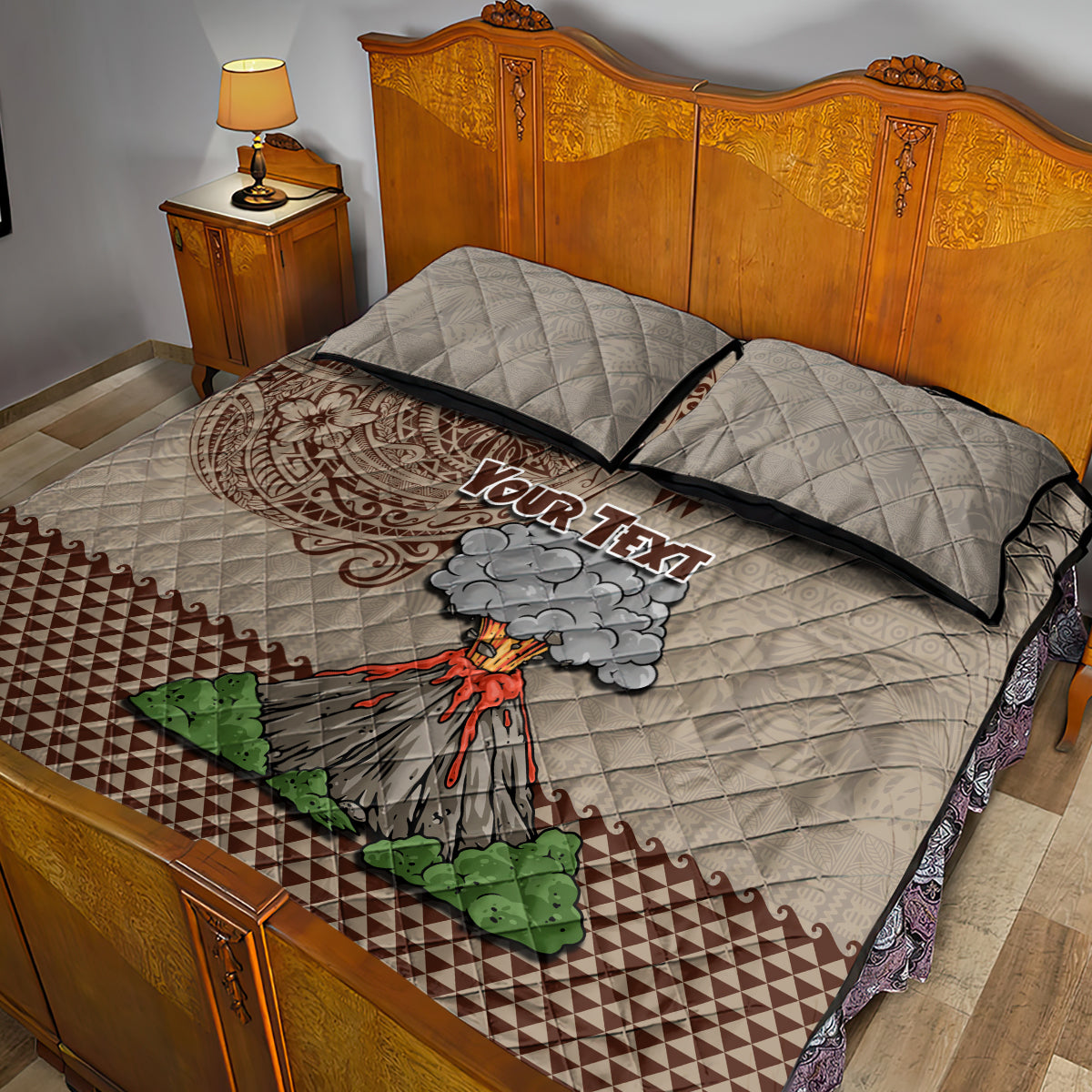 Aloha Volcano Custom Quilt Bed Set Mix Hawaiian Kakau Tribal LT03 - Polynesian Pride