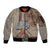 Aloha Volcano Custom Sleeve Zip Bomber Jacket Mix Hawaiian Kakau Tribal LT03 Unisex Beige - Polynesian Pride
