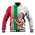 Custom Hawaii Mele Kalikimaka Baseball Jacket Santa Playing Ukele Mix Kakau Pattern Xmas Style LT03 Unisex Red - Polynesian Pride