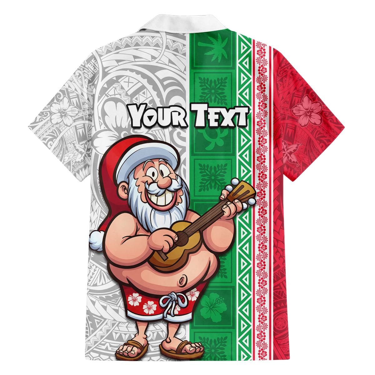 Custom Hawaii Mele Kalikimaka Family Matching Long Sleeve Bodycon Dress and Hawaiian Shirt Santa Playing Ukele Mix Kakau Pattern Xmas Style LT03 - Polynesian Pride