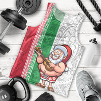 Custom Hawaii Mele Kalikimaka Men Tank Top Santa Playing Ukele Mix Kakau Pattern Xmas Style LT03 - Polynesian Pride